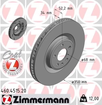 Stabdžių diskas ZIMMERMANN 460.4515.20
