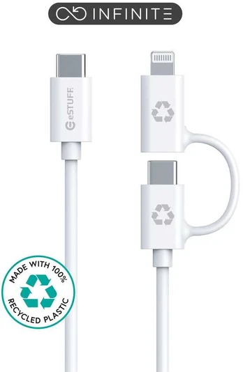 Kabelis USB eStuff ES600170 1 m USB C do USB C/Lightning Baltas
