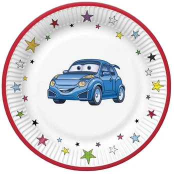 Popierinės lėkštės „Automobilis“ 8 vnt. 22,7 cm