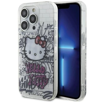 Dėklas Hello Kitty HKHCP14LHDGPHT iPhone 14 Pro 6.1" baltas hardcase IML Kitty On Bricks Graffiti