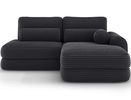 Ripeli Corner Sofa Bed with Storage, Black Velvet, Right-Hand Facing, Modern, Black