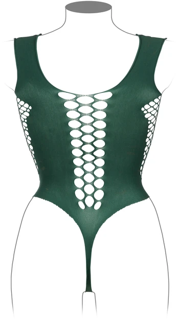 Shots V-Neck Teddy with Opaque Panels - Queen Size