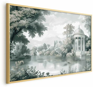 Artgeist Plakatas - Landscape with a Park and Lake in Retro Greens