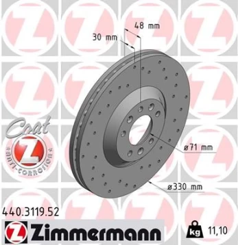 Stabdžių diskas ZIMMERMANN 440.3119.52