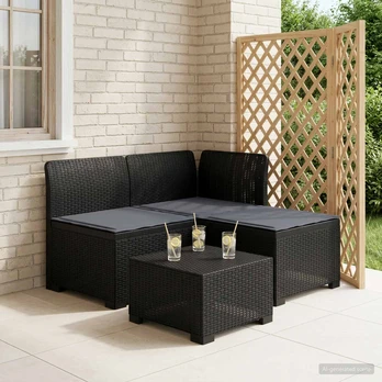 3-vietė sodo sofa su pagalvėlėmis, Rattan išvaizda PP Antracito