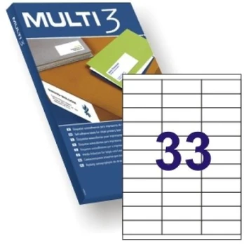 Multi 3 Lipnios etiketės Multi3, A4, 70x25.4 mm, (33) (100) 0707-800