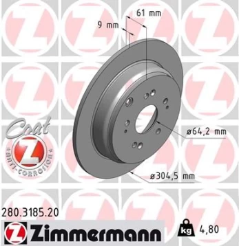 Stabdžių diskas ZIMMERMANN 280.3185.20