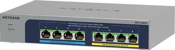 Šakotuvas Jungiklis NETGEAR MS108UP-100EUS