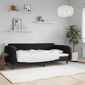 Lova Sofa, juodos spalvos, 90x190cm, aksomas