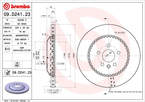 BREMBO 09.D241.23 Brake Disc
