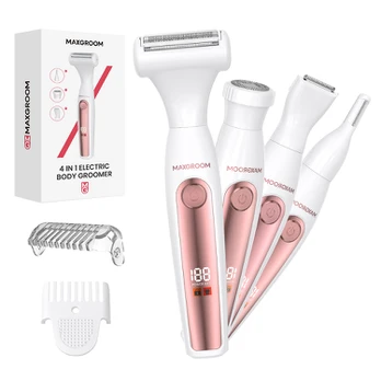 MAXGROOM ZC-T18 multifunctional women's trimmer with replaceable tips - baltas and pink