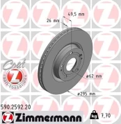 Stabdžių diskas ZIMMERMANN 590.2592.20 kaina