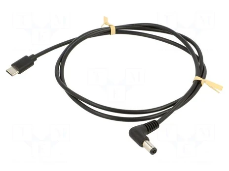 Cable | USB C plug,DC 5,5/2,5 plug | angled | black | 1m | Core: Cu