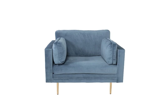 Fotelis Boom - mėlynas velvetas
