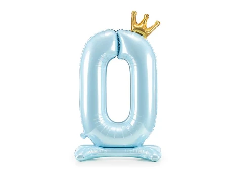 Blue Standing foil balloon Number 0 , 84 cm, sky-mėlynas