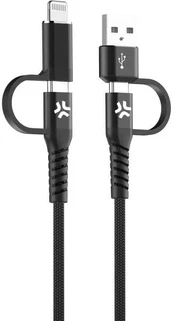 CELLY 4-IN-1 CABLE A+C TO C+LIGHT 2M BK
