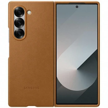 Dėkliukas SAMSUNG Galaxy Fold 6, nugarėlė, odinis, Brown