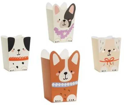 Party Deco Popcorn bægre med hunde, 6 stk
