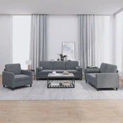 Sofa Sofos komplektas su pagalvėmis, 3 dalių, pilkas, aksomas kaina
