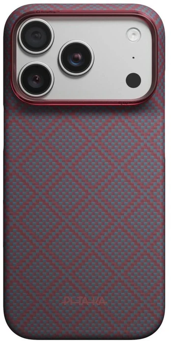Dėklas PITAKA Edge Case Argyle MagSafe do iPhone 18 Pro / 17 Pro mėlyna-raudona