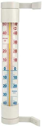 Lauko termometras didelis, baltas 4 x 27 cm