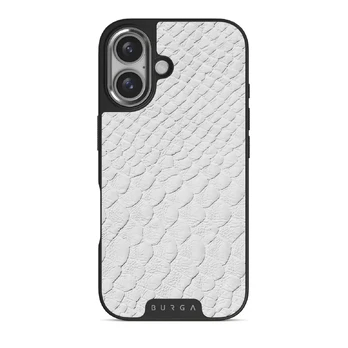 Glacial Desert - White Snakeskin iPhone 16 Case, Elite Dark (MagSafe) / Silver