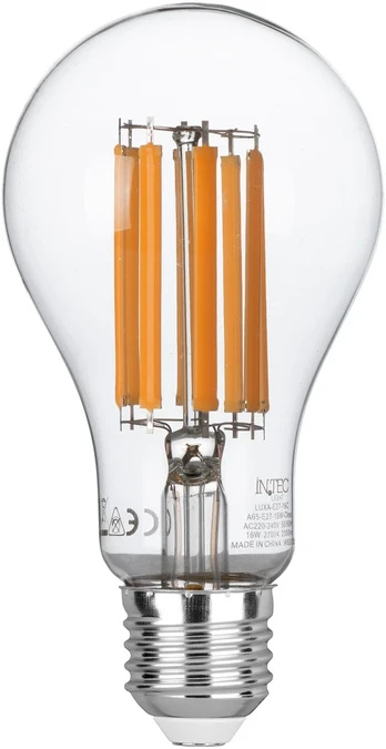 16W LED lemputė, skaidri, E27, 2700K