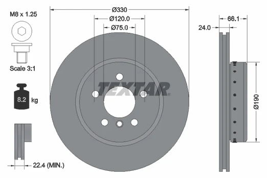 TEXTAR 92265825 Two-piece brake Disc