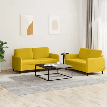 Sofa Sofos komplektas, 2 dalių, geltonos spalvos, aksomas