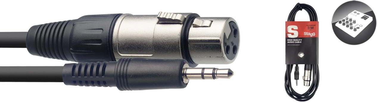 Garso kabelis Stagg 3,5 mm miniJack TRS - XLR/f 3m