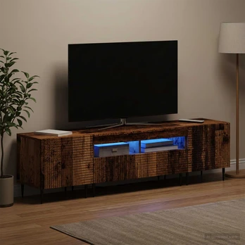3 dalių LED televizoriaus spintelė Sendintos medienos