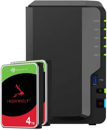 Serveris Synology DS225+ 8TB Seagate IronWolf NAS-Bundle NAS inkl. 2x 4TB Seagate IronWolf 3.5 col. SATA HDD