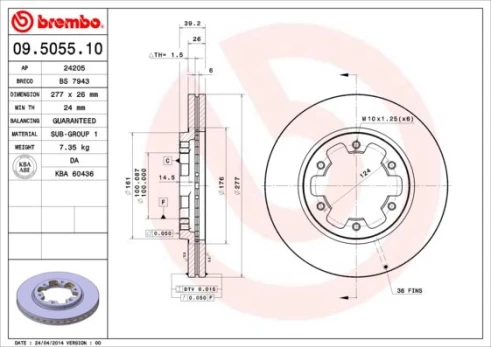 Stabdžių diskas BREMBO 09.5055.10