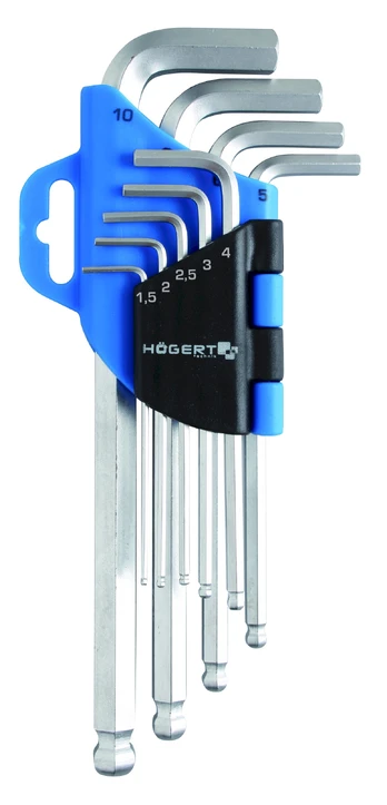 Lenktų L-formos šešiakampių komplektas HEX H1-H10 HOEGERT