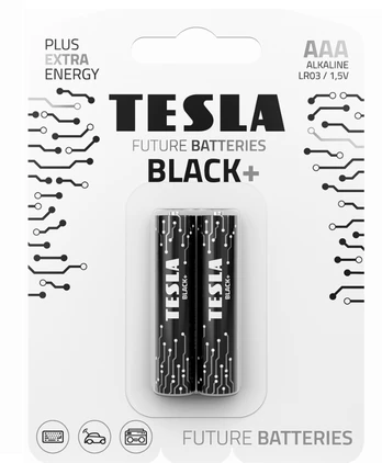 „Tesla“ juodas+ LR03 B2 1,5v 2 dalių 2 vienetai
