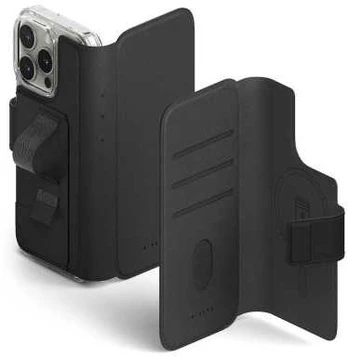 Dėklas Ringke iPhone 16 Pro/16 Case Folio Grip Wallet Magnetic Juodas