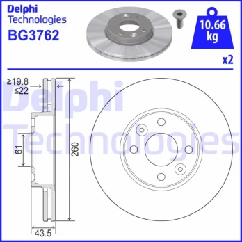 DELPHI BG3762 Brake Disc