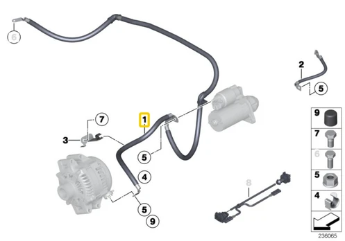 BMW Kabelio Generatoriaus Starterio Baze E88 E82 E90 E91 E92 E93 X1 Originalus 12427611316