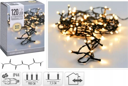 Kalėdinės lemputės lemputės 120 LED šiltos baltos spalvos