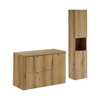 Vonios baldų komplektas Nova Oak, 90 cm, ruda