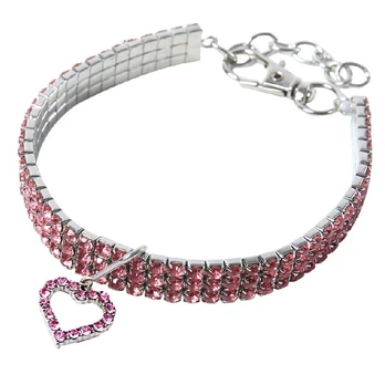 Zoo Crystal Heart Pink antkaklis katėms ir šunims, rausvas; S, M