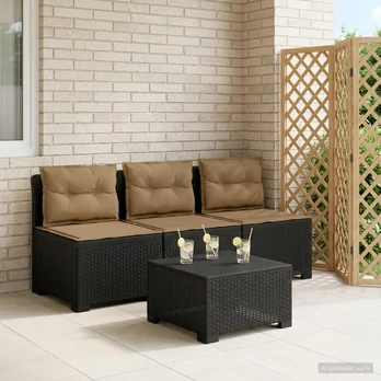 3-vietė sodo sofa su pagalvėlėmis, Rattan išvaizda PP Antracito
