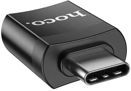 Adapteris HOCO (UA17) iš Type-C į USB (OTG) juodas