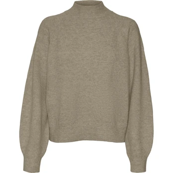 Megztinis su kaklu moterims, Smėlio, Leaf high neck pullover