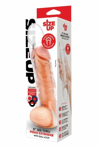 SIZE UP Clear View Extender with Ball Loop Extra Girthy 23.9cm
