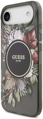 Guess IML Flowers Strap MagSafe Case for iPhone Air Juodas