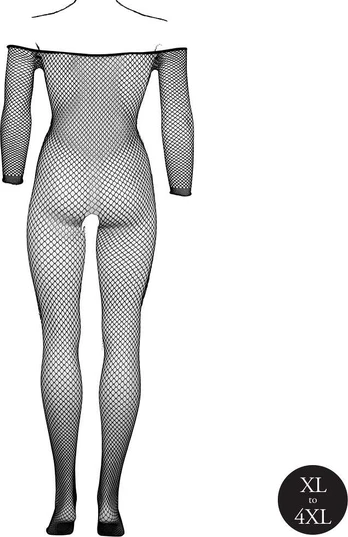 Shots Bodystocking OffShoulder Neck - Fishnet / Open - OSX - Juodas