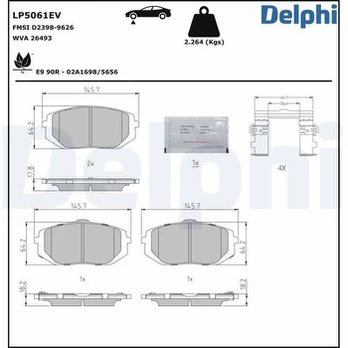 Stabdžių trinkelių rinkinys, diskinis stabdys DELPHI LP5061EV