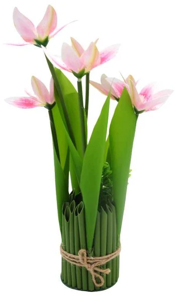 Dirbtinė orchidėjų puokštė, 30 cm - Rožinė