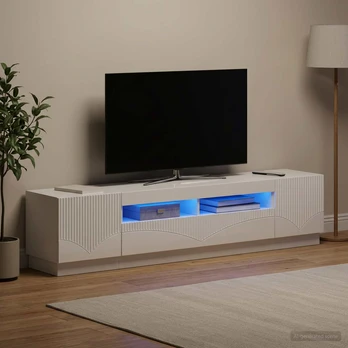 5 dalių LED televizoriaus stovas Itin blizgi balta